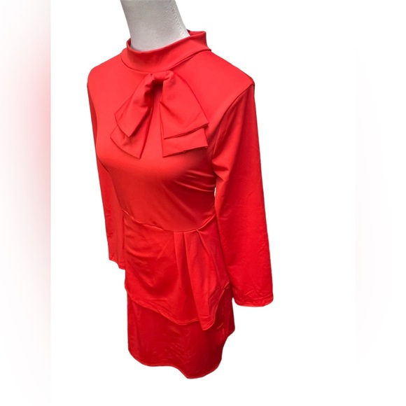 HAOOHU Long Sleeve Bow Peplum Dress / Size: XXL / Color: Red / Item# 1-23292 - Picture 2 of 6